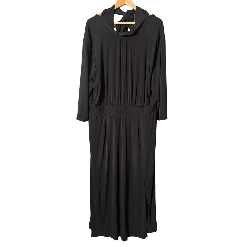 Lane Bryant Black Cowl Neck Tie Back  Dress Size 22/24 Plus Size Polyester